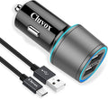 Rapid USB C Car Charger, Compatible for Samsung Galaxy S26/S25 Plus/Ultra/S24/S23/S22/S21/Note 20/10/S20/S10+/S9/A56/A36/A50/A70, Quick Charge 3.0 Dual USB 18W Fast Car Charger+ Type C Cable 3.3ft