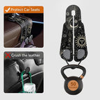 CoBak Purse Hook for Car - Universal Premium Stitched Leather and Aluminum-Magnesium Alloy Double Car Seat Back Storage Hook for Purses, Handbags, Bags (2 Pack),Star Mark