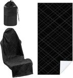 Hahafelt 1 Pack Car Seat Towel Covers with Storage Bag, 63 x 32 Inch Universal Non Slip Waterproof Sweat Protector for Car Truck, Gym Swimming Running, Machine Washable (Black Plaid)