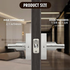 2 Pack Brushed Nickel Privacy Door Handles for Bed/Bathroom Interior Door Knob, Reversible Door Locks for Left or Right Sided Doors