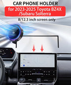 Qi2.2 25W Magnetic Car Mount Charger for 2023 2024 2025 Toyota BZ4X / Subaru Solterra Accessories,for Cell Phone Holder 8/12.3 Inch Screen Fixed Clip with Cooling Fan＆54W Fast Adapter