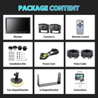 Fookoo Ⅱ HD Wired Backup Camera System Kit,10 inch Dual Split Screen Monitor with Recording IP69 Waterproof Front View Rear View Cameras Parking Lines for Truck/Semi-Trailer/Box Truck/RV(DY102)