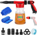 16 IN 1 Car Wash Foam Gun, Foam Cannon, Adjustable Hose Wash Sprayer with 2.5 to 6 Bars Foam Blaster, Suitable for Car Cleaning and Garden Use with 1/2” Quick Connector