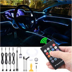 4 m Optic Fiber Car Ambient Lighting Kit RF Remote Control 8 Colors Multicoloured Music Interior Lighting Kit 12V 1W