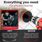 Drill Brush Attachments for Cleaning [Set of 6] Universally Cleans Cars, Rims, Upholstery, Tiles, and More I Brush Drill Attachment for Cleaning I Drill Brush for Car Detailing (Red-White-Black)