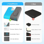 TranquilMoments U-Shaped Gel Memory Foam Seat Cushion, Wheelchair Cushion with Cooling Gel, Ergonomic Coccyx Cushion for Office Chair & Car,Relieve Tailbone Pain, Sciatica, Back Pain, Non-Slip Bottom