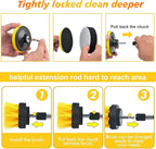 Shieldpro 45 Piece Drill Brush Attachment Set, All Purpose Power Clean Scrubber Brush, Scrub Pads & Sponge with Extend Long Attachment for Bathroom, Kitchen,Grout,Tub,Tile,Corners, Auto