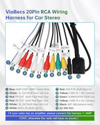 20Pin Android Car Stereo RCA Wiring Harness Adapter with 4G SIM Card Slot, Mic Jack, Audio Input/Output Cable, Compatible with Aftermarket Radio for External MIC, Micro SIM Card, Front Camera