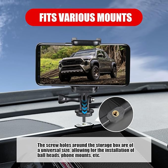 Dashboard Behind Screen (14-Inch) Storage Box for 2026 2025 2024 Toyota Tacoma & 2025 2026 4Runner Accessories, Center Console Organizer Tray with Anti-Slid Silicone Pad (14 Inch Screen only)
