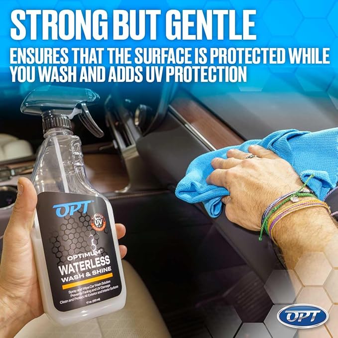 Optimum Waterless Wash and Shine - New Spray Waterless Car Wash with UV Protection, Interior and Exterior Car Cleaning Spray (1 Gal.)