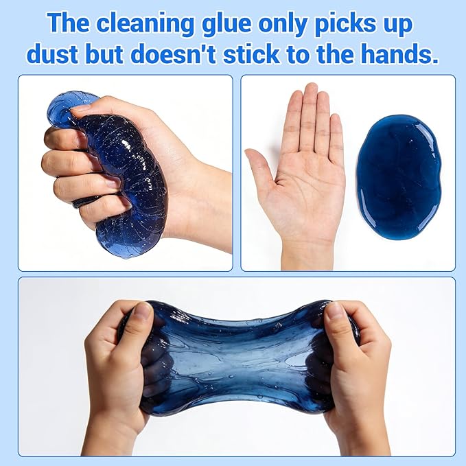 3 Jars Car Cleaning Gel, Auto Interior Cleaning Putty with Puller, Dust Remover for Car Vents, Keyboard & Detailing
