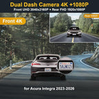 Fitcamx Front 4K+Rear 1080P Dash Cam Adapts for Acura Integra Type S 2023-2026 (Grey Cover), Integrated OEM Style, 2 Way HD Video, WiFi & APP, Loop Recording, G-Sensor, Easy to Use, 128GB Card