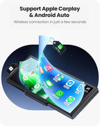 9.26" Portable CarPlay Screen for Apple Carplay & Android Auto with 4K Dash Cam & HD Backup Camera, Wireless Car Play with Strongest Bluetooth 5.2, OTA Updates, Voice Control, GPS Navigation