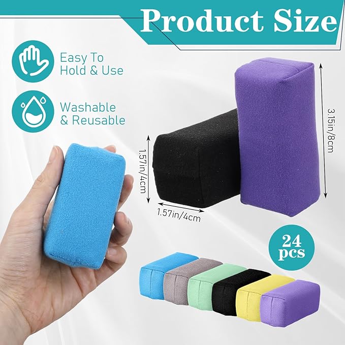 24 Pack Microfiber Applicator Pads Suede Car Detailing Sponge Ceramic Coating Applicator Pads Coating Sponge for Cars Graphene Metal Plastic Trim Ceramic Spray Applying Wax