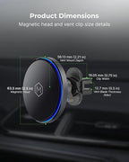 Mag Switch Qi2 Mag Safe Wireless Car Charger Air Vent Mount, 15W Fast Charger with a built in on/off switch for charging, Strong N52 Magnets, Compatible with iPhone 14/15/16/17 Iphone Air