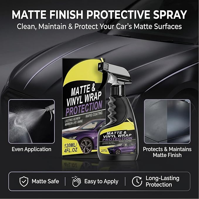 Matte Vinyl Wrap Protection Spray - Matte & Vinyl Wrap Protection Spray,Matte Finish Detailer for Cars, Cleaning and Maintenance, Coating Care