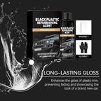 Long-Lasting Trim Restorer - 100ml Interior Polish, Car Dashboard with Applicator Sponge, Black Restorer with Protective Gloves, Detailing Supplies, Shine Coat for Interior Restoration