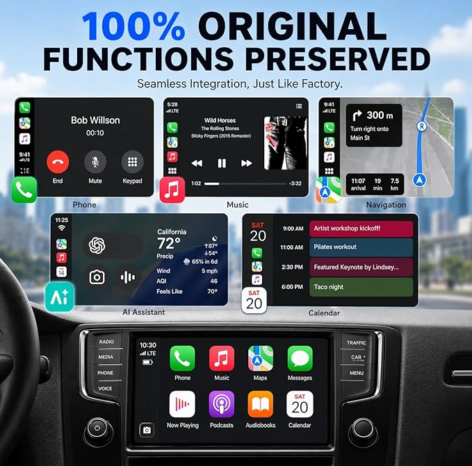 OTTOCAST Mini Nova, 2 in 1 Wireless Carplay & Android Auto Adapter, Plug & Play 2026 Upgraded with AI Assistance (ChatGPT, Gemini, Claude)