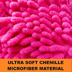 Conwork Car Wash Mitt Chenille Microfiber Golves, Ultra Soft & Scratch-Free, for Auto Detailing, Household Dusting & Multi-Surface Cleaning, 7" x 9.6"(2-Pack, Pink)