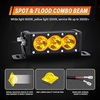 AUXTINGS 2 Pieces 6 inch Single Row Amber LED Light Bar 30W Off Road Light Bar Flood Beam LED Work Light Truck UTV 4x4 Cars SUVs ATVs Boats Fog Driving Light with Wiring Harness kit