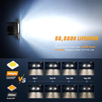 Nilight 4PCS 42W Flush Mount LED Pods Spot Flood Combo Beam Driving Backup Reverse Grill Mount Light with 16AWG LED POD Lights Wiring Harness Kit -4 Leads