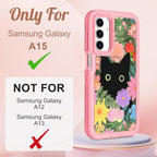 for Samsung Galaxy A15 5G Phone Case - Compatible with MagSafe Women Girls Cute Magnetic Protective Cover Cat Flower Fashion Floral Design Heavy Duty Shockproof for Samsung A15 5G Case 6.5"