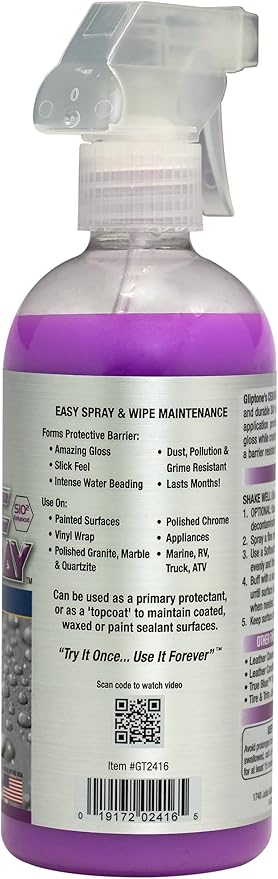 Gliptone Ceramic Detail Spray, Surface Coating, 3 in 1 Detailer (16 Fl Oz)