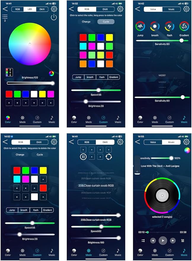LED Car Interior Ambient Light, RGB Colors Interior Car Lights, Ambient Led Lighting Kit,for 4Doors 100cm/39.37inch Fiber Optical Cable x4,Accessories,Can Synchronize Music