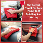 Tallew 15 Pcs Car Microfiber Towels Buffing Drying Wash Cleaning Cloths Plush Large Towels Thick Care Polishing Detailing Waxing Scratch Proof Towel, 15.75 x 15.75 Inch (Red)
