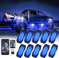Rock Lights for Trucks 10 Pods RGB LED Rock Lights with Bluetooth APP/Remote Control Music Mode Extension Cords Underglow Lights IP68 Waterproof Neon Light Kits for Car Jeep Offroad Pickup