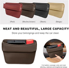 DXNQ Large Capacity Car Seat Gap Filler Organizer, Leather Car Front Seat Slot Storage Box Keeps Car Tidy, Portable Car Seat Gap Filler with 2 Charge Holes for Phones Glasses Keys Cards (Brown)