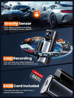 Affver 4K Dash Cam Front and Rear, Built-in 5G WiFi GPS, 64GB Card Included, 3.59'' IPS Screen Dash Camera for Cars, Dual Dashcam with G-Sensor, Loop Recording, WDR, Night Vision, 24H Parking Monitor