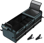 HEYTRIP Large Trunk Organizer With Built-in Leakproof Cooler Bag, 2 Tie-Down Straps, 4 Removable Dividers, Foldable Cover, Built with 2mm PE Board, Gray