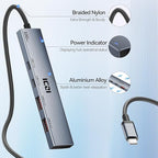 ICZI USB C Hub, 10Gbps 4 in 1 USB 3.2 Adapter with 2 USB-C & A 3.2 4FT Cable, 4 Ports Splitter Extender for MacBook Pro/Air, iPad Pro, iPhone 15/15 Pro Max, Surface, PC, Laptops