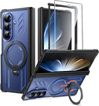 FNTCASE for Samsung Galaxy Z-Fold-7 Case: [360 Spin Magnetic Ring Kickstand] [Compatible for MagSafe] [Screen Protector] Heavy Duty Mil-Grade Protection Galaxy Z Fold7 Case with Stand Clear Black