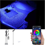 RGB Car Footwell Ambient Lighting Kit 16.7 Millions Colors Sound Active Music Sync APP Control Cigarette Lighter Car Interior Multicolored Footwell Atmosphere Light DC 12V