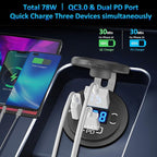 12V USB Outlet Qidoe USB C Car Charger Socket Dual PD 30W and 18W QC3.0 Port USB Car Socket with Voltmeter Button Switch Lengthened Waterproof USB Power Outlet for Car Boat Marine RV Vehicle
