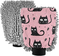 Blueangle 2 Pack Black Cats Car Wash Mitt - Chenille Microfiber Scrub Mitts for Scratch-Free Car Washing & Home Cleaning, Auto Detailing Mitt（507）