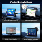 Volam 9" Wireless Carplay Screen for Car with 2.5K + 1080P Dash cam and Backup Camera Support Apple Carplay and Android Auto Car Play with Voice Assistant Bluetooth GPS Navigation AUX