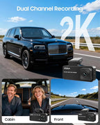 XEGA 2K 4G LTE Dual Dash Cam Front Inside, OBD Powered 24/7 Sentry Mode, APP Remote Live-View, GPS Tracking, No WiFi Car Security Camera Anti-Theft, Real-Time Alerts, Built-in SIM Card(7-Day Trial)