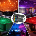 Twinkle Starlight Headliner Kit 500Pcs*0.03in*6.5ft*2m 16W Music/Voice APP/Remote Control Activated Star Light Kit RGBW Fiber Optic Star Roof Lights for Car Theater Game Bed Room Ceiling