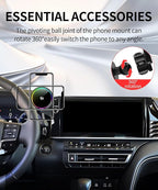 Qi2.2 25W Magnetic Car Mount Charger for 2025 2026 Toyota Camry Accessories, for Fast Charging Cell Phone Holder 12.3 Inch Screen Fixed Clip with Cooling Fan＆54W Fast Adapter