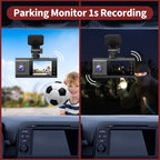 3 Channel Dash Cam Front and Rear Inside,Dash Cam pro 2025,Interior Car Camera,2.5K Single Front,Dash Camera for Cars with IR Night Vision,24Hr Parking Monitor 1S Recording,Free 64G Card