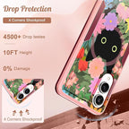 for Samsung Galaxy S25 Edge Case - Compatible with MagSafe Women Girls Cute Magnetic Protective Phone Cover Girly Cat Flowers Floral Heavy Duty Shockproof Design for Samsung S25 Edge Case
