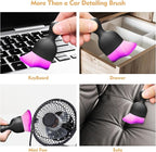 Car Interior Cleaning Brush Car Duster Interior with Ultra Soft Bristles Auto Detailing Brushes Dusting Car Accessories for Dashboard, AC Vents, Leather, Scratch-Free (Double Purple)