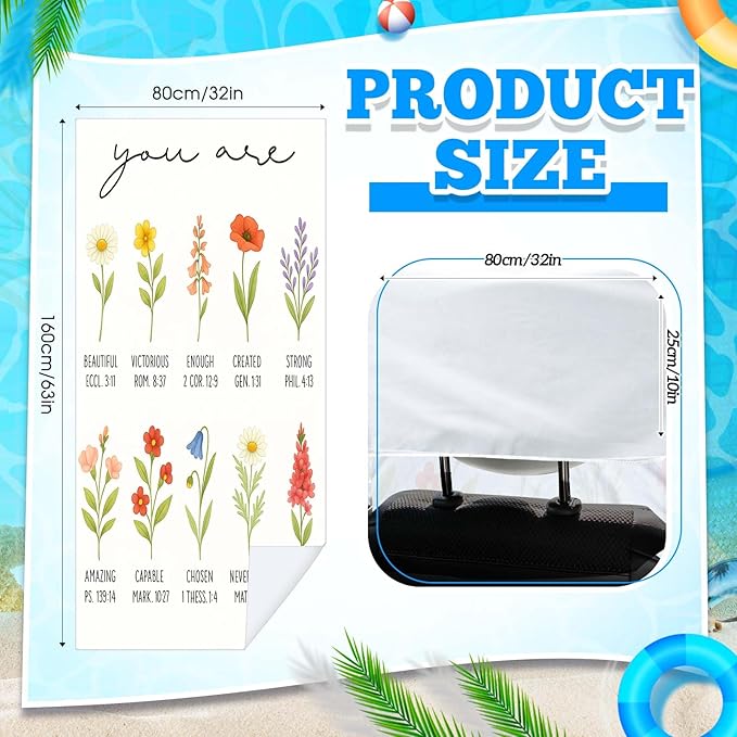 Hahafelt 2 Pack Car Seat Towel Covers with Storage Bag, 63 x 32 Inch Universal Non Slip Waterproof Sweat Protector for Car Truck, Gym Swimming Running, Machine Washable (Christian Floral)
