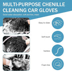 2 PCS Car Wash Mitt, Microfiber Chenille Double Sided Car Wash Gloves, Scratch-Free & Lint-Free Elastic Cuff Cleaning Gloves Kits, Clean Accessories for Cars Trucks and Household (Black)