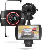 Car and Driver Full HD Dual-View Dash Cam, Front- and Rear-View System with Modular Camera, 150-Degree-Angle Lens, Night Vision, Collision Detection, and G-Sensor