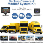 Kairiyard Dual RV Backup Camera with 7 Inch Monitor, AHD 1080P, 2 Channel, DIY Guide Lines 150 Degree Wide View Angel Wired Reverse Rear View Camera for Truck Car Trailer Camper Tractor