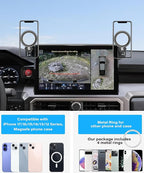 Car Phone Holder for 2024 2025 2026 Toyota Tacoma/2025 Toyota 4Runner Accessories Apply to 14 Inch Touch Screen Fixed Clip MagSafe Passenger Cell Phone Mount Handsfree 360° Rotation